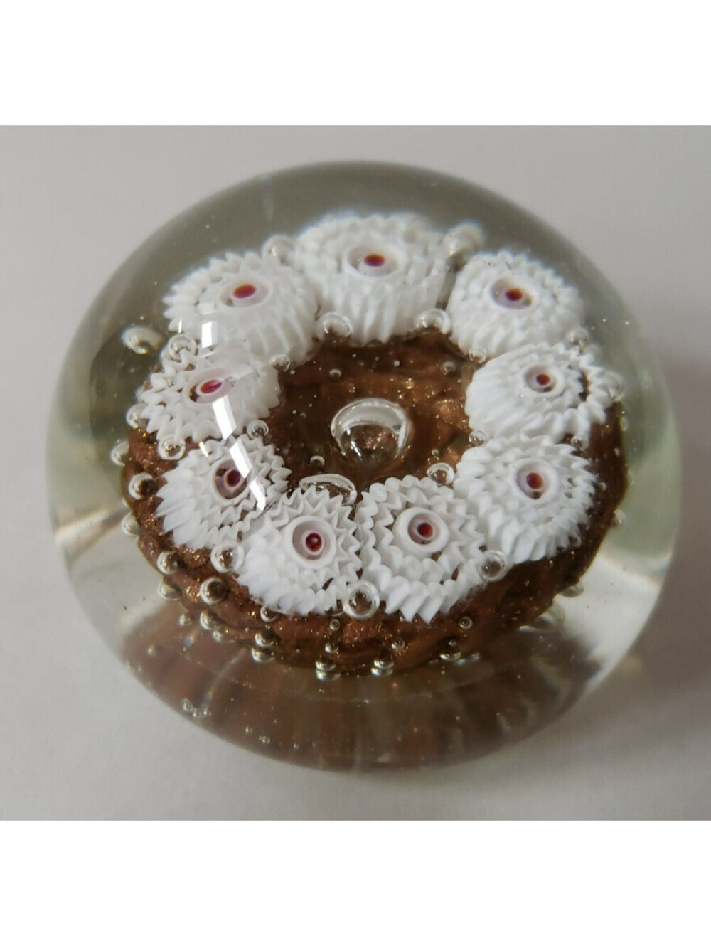 Vintage Fratelli Toso Art Glass Paperweight Italy Murano Millefiori Aventurine